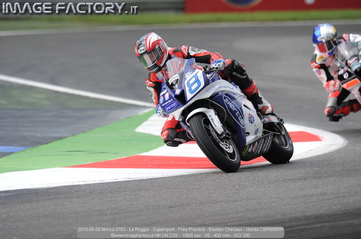 2010-05-08 Monza 0703 - La Roggia - Supersport - Free Practice - Bastien Chesaux - Honda CBR600RR